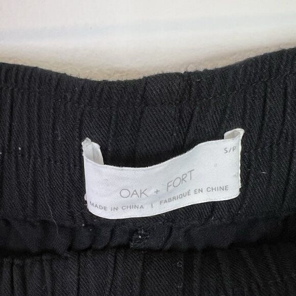 Oak and Fort Black Wide Leg Crop Pull On Pants with Pockets - Picture 5 of 6